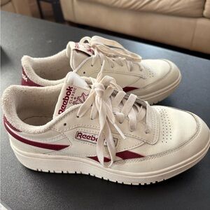 Reebok White and Maroon Athletic Shoes